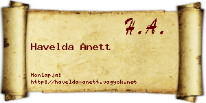 Havelda Anett névjegykártya